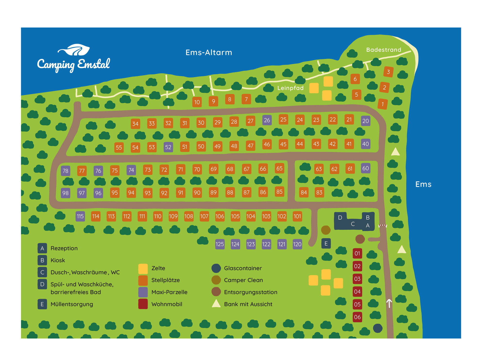 Lageplan Camping Emstal im Bayerischen Wald
